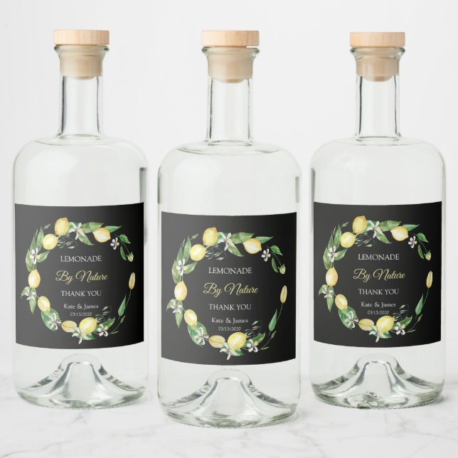 Aquarela Floral Lemon Preto (Garrafas)