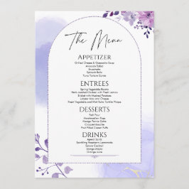 Aquarela Floral Rústica Roxo Menu Casamento