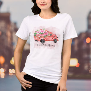 Aquarela Floral Vintage Caminhão Vermelho Versícul