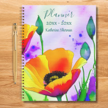 Aquarela Flores Papoulas da Califórnia Personaliza