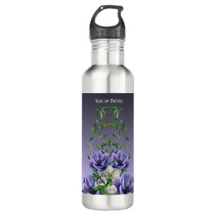 Aquarela Flores Púrpuras Garrafa de Água
