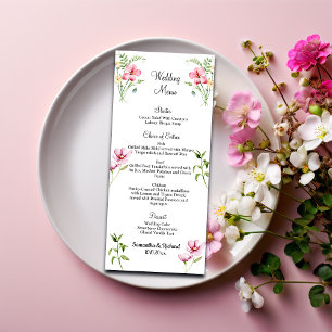 Aquarela Flores Selvagens 4x9'' Menu Casamento