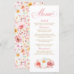 Aquarela Flores Selvagens Elegante Menu Casamento