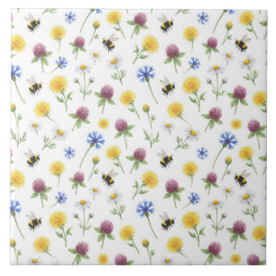 Aquarela Flores Silvestres e Abelhas