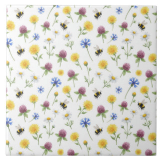 Aquarela Flores Silvestres e Abelhas