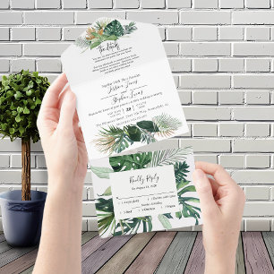 Aquarela Folhas de Selva Tropical Tudo em Um
