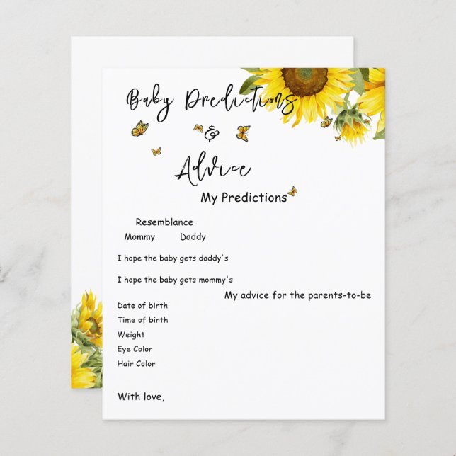 Aquarela Girassóis e Borboletas Jogo de Chá de fra (Frente/Verso)