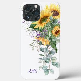 Aquarela Girassóis Eucalipto Lavanda Floral C