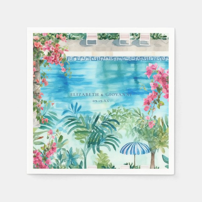 Aquarela Grécia | Guardanapos de Casamento (Frente)