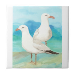 Aquarela Gull Beach Bird Art
