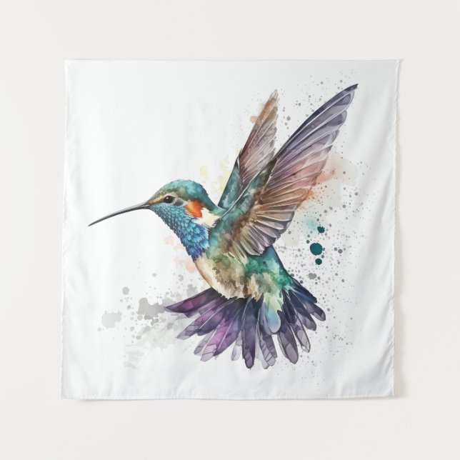 Aquarela Hummingbird Tapeçaria (Frente)