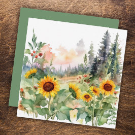 aquarela Jardim de Girassóis Natureza
