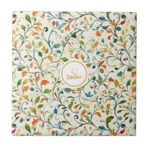 Aquarela Jardim Europeu Verde Laranja