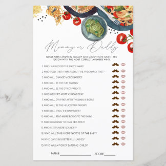 Aquarela Jogo de Chá de fraldas Italiano Adivinha