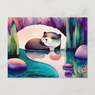 Aquarela Lontra, Cartão Postal Postcrossing