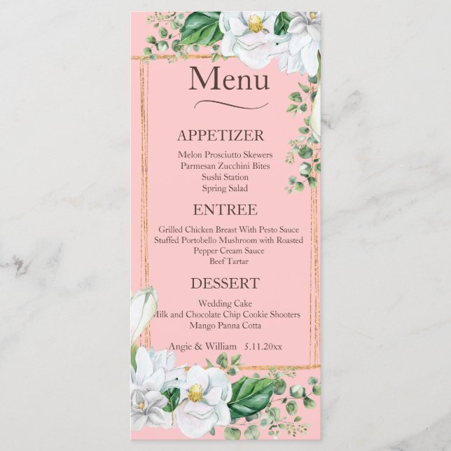Aquarela Magnolia Blush Menu (Frente)