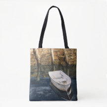Aquarela Maine Rowboat Harbor Tote Bag