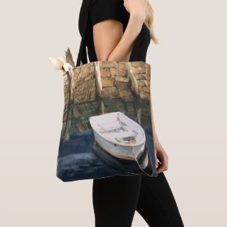 Aquarela Maine Rowboat Harbor Tote Bag