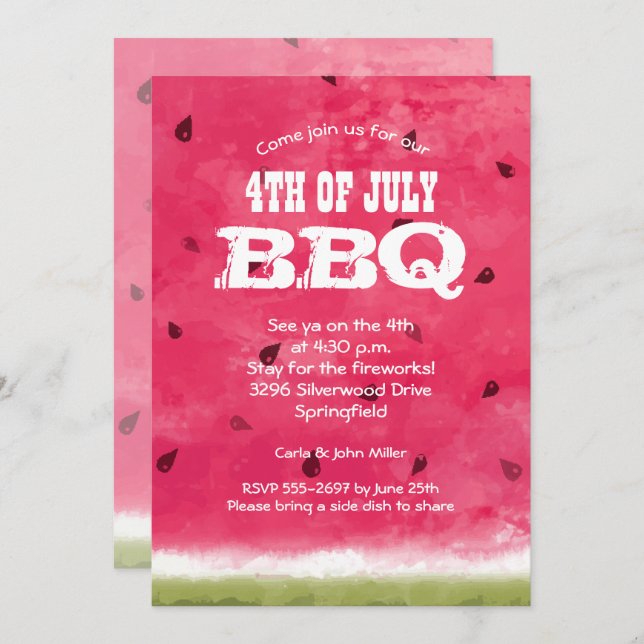 Aquarela Melancia 4 de julho (Frente/Verso)