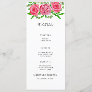Aquarela menu floral elegante minimalista