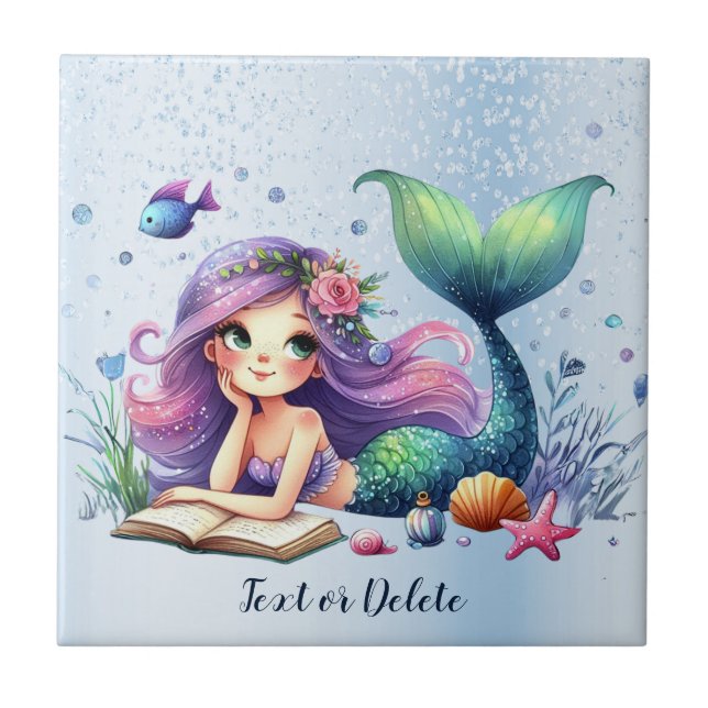 Aquarela Mermaid Sea Life Bonita (Frente)