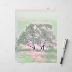 Aquarela moderna de árvores nevadas coloridas