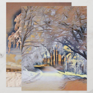 Aquarela moderna de árvores nevadas coloridas