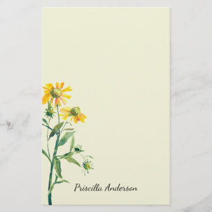 Aquarela Moderna Primavera Amarela Flora Verde