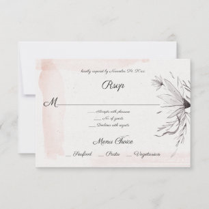 Aquarela Moderna Rosa e Cinza Floral Menu RSVP