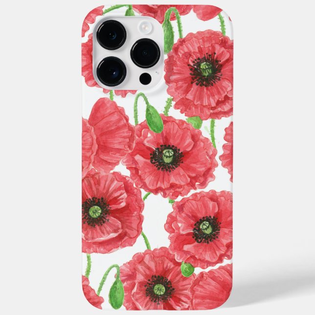 Aquarela papoila padrão floral (Verso)