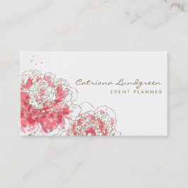 Aquarela Peonies Cartão de visita