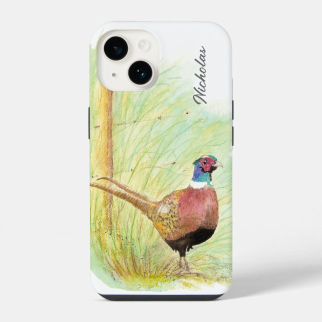 Aquarela Pheasant Game Bird Willife Nature Art (Verso)