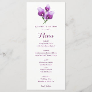 Aquarela Purple Calla Lily Floral Menu