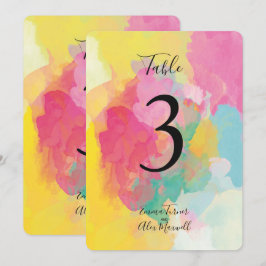 Aquarela Rosa Colorida | Cartões de número de mesa