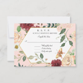Aquarela Rosa Floral Moderno Rústico Elegante RSVP