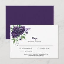 Aquarela Rosas Roxas Folhagens RSVP