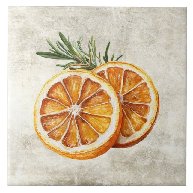 Aquarela Rústica Erva Erva-Doce Laranjas  (Frente)