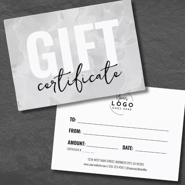 Aquarela Seu Logotipo Certificado de Presente Come (Watercolor Your Logo Business Gift Certificate)