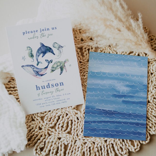 Aquarela Sob O Convite De Aniversário Do Mar (Criador carregado)