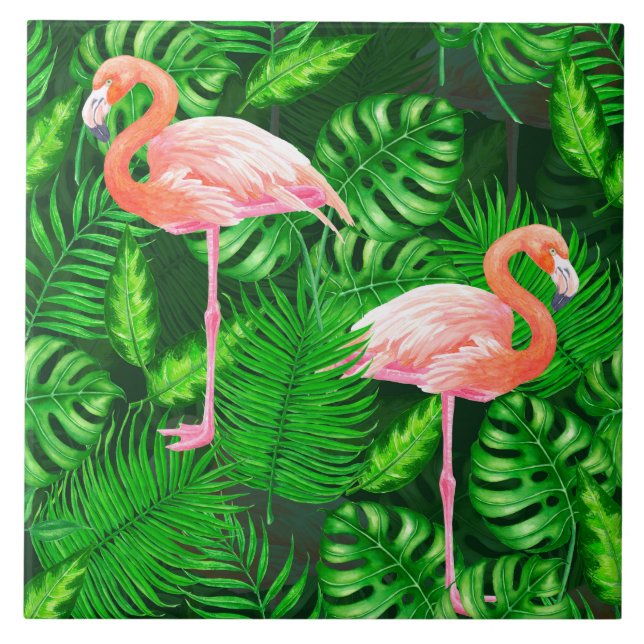 Aquarela tropical Flamingo (Frente)