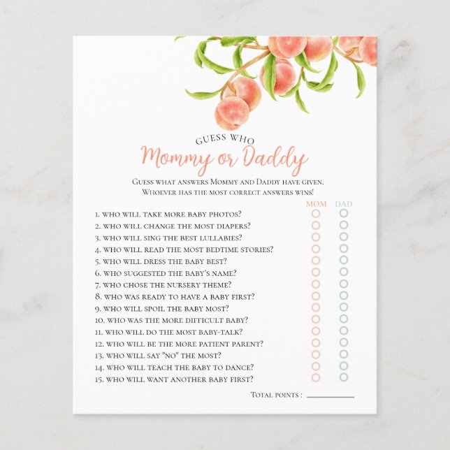 Aquarela Um Jogo De Chá de fraldas De Pêssego Doce (Frente)