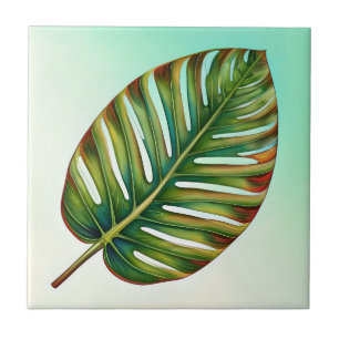 Aquarela Verde Turquesa Amarelo Vermelho Folha Tro