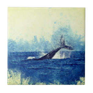 aquarelas, azul-baleia oceânica