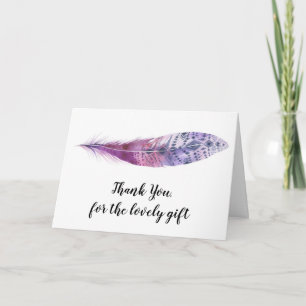 Aquarelas Boho Púrpura Feather - Cartões de agrade