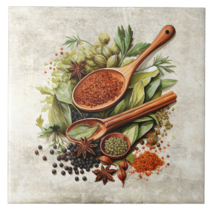 Aquarelas de Ervas e Especiarias Rústicas
