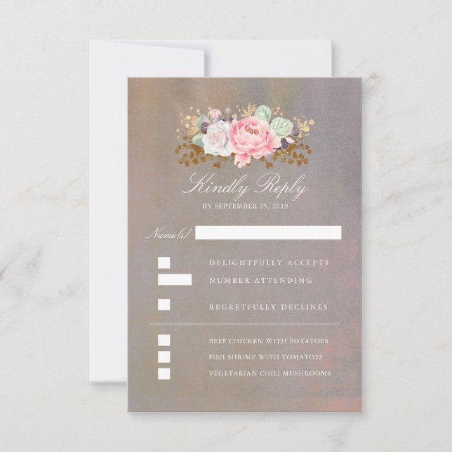Aquarelas Florais RSVP Casamento Vintage (Frente)