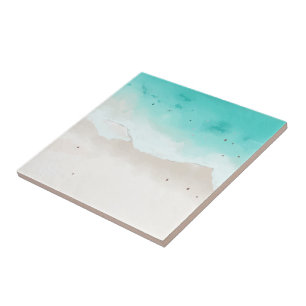 Aquarelas, praia e mar, céu