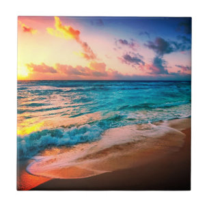 Aquarelas, praia e mar, céu