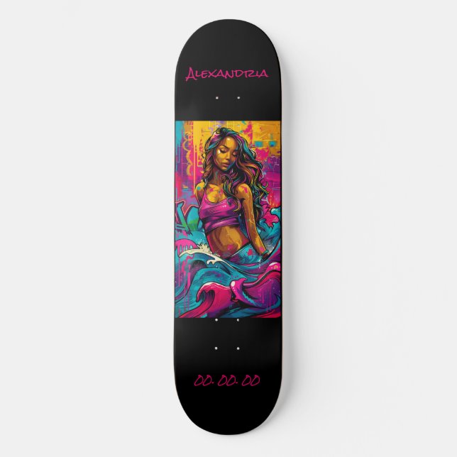 Aquarius Astrology Grafitti Personaliza skate (Frente)