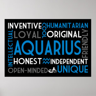 Aquarius Astrology Word Collage Impressão